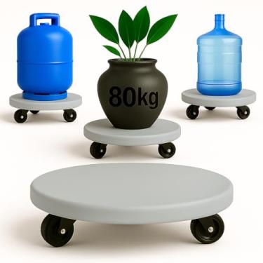 Imagem de Suporte para Vasos de Plantas em Cimento Cor Cinza Urbano | 25cm | Rodízios ABS Giratórios | Suporta até 80kg | Design Moderno e Minimalista | by Ateliê TH Wood Art