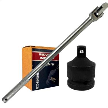 Imagem de Kit Cabo de Força Articulado 3/4" 450mm + Soquete Redução 3/4" para 1/2" CR-V Profissional Feron Ferramentas