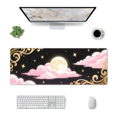 Imagem de CANFLASHION Tapete de mesa, tapete de mesa de escritório 80 cm x 29 cm, tapete de mouse grande para jogos, durável e estendido, mouse pad grande e grosso à prova d'água, base de borracha