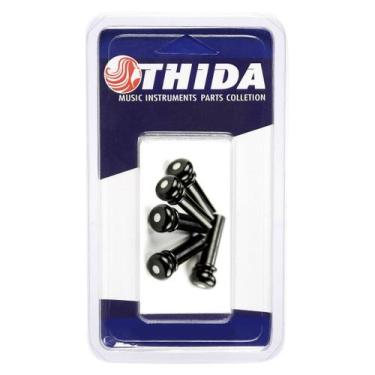 Imagem de Kit 05 Pinos Trava Cordas De Plastico Preto Para Baixolão - Thida