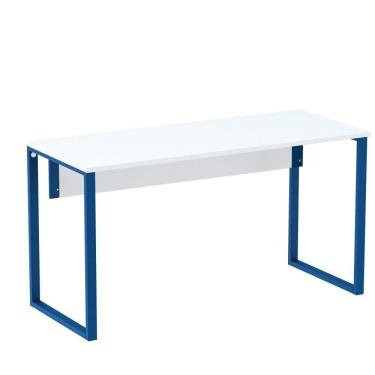 Imagem de Mesa Escritório P25 Tub Pandin 170 Cm Largura X 70 Cm Profundidade Tampo Mdp Branco Pé Aço Tubular Azul