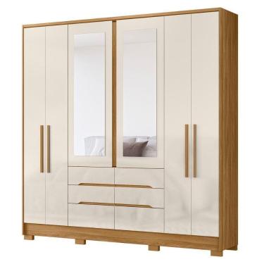 Imagem de Guarda Roupa Casal 6 Portas Espelho 216 Cm San Francisco Moval Freijo Off White