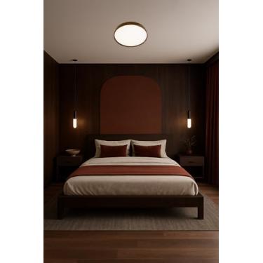 Imagem de Plafon LED Moderno 40cm (36W) e 50cm (48W) | 3 Cores (3000K-6000K) | Redondo ou Quadrado (30cm Redondo Madeira Escura)