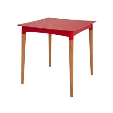 Imagem de Mesa Tramontina Laura Rattan 70 cm em Polipropileno Vermelho com Pernas de Madeira