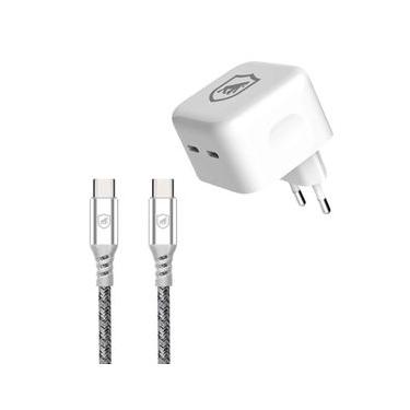 Imagem de Carregador Turbo Duplo Tipo C + 2UN Cabo Dual Tech Tipo C / Tipo C - Branco - 1,8M - Gs...