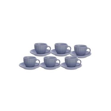 Imagem de Conjunto de Xícaras para Café Hauskraft Bella em Cerâmica 90 ml Azul  6 Peças