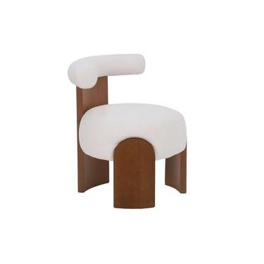 Imagem de Poltrona Zoe em Boucle Off-White base Chocolate - Westwing Collection Off White