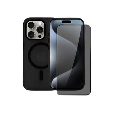Imagem de Kit Capa Magsafe Pro Preta e Pelicula Defender Pro Privacidade para iPhone 15 Pro Max - Gshield