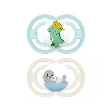 Imagem de Kit com 2 Chupetas Perfect Bico de Silicone 16m+ Azul - MAM