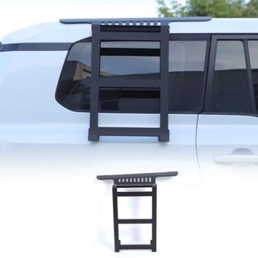 Imagem de LLKUANG Suporte de montagem de escada de janela traseira compatível com Toyota Land Cruiser 250 Prado J250 LC250 2024 2025 2026 escada lateral de rack de teto de alumínio, kit de flanco multifuncional