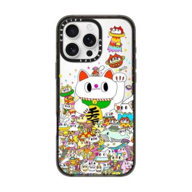 Imagem de CASETiFY Capa Impact para iPhone 16 Pro Max [proteção contra quedas de grau militar de 2,5 m 4X/compatível com Magsafe] - Gato da sorte - preto transparente