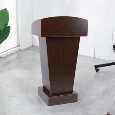 Imagem de Suporte de madeira de pódio para alto-falantes, suporte de pódio de palito de madeira, púlpito de igreja com área de armazenamento aberta de 2 camadas, palestras e pódios modernos para escolas