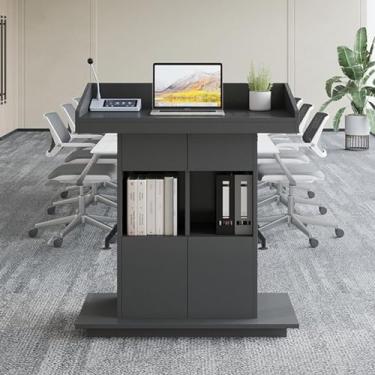 Imagem de Suporte de madeira para pódio, púlpitos para igrejas modernas, palestras e pódios espaçosos com armazenamento para sala de aula, casamentos, conferências, shows, pódios de apresentação profissional