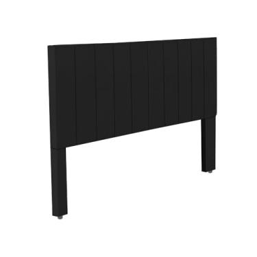 Imagem de Cabeceira de Cama box com pé Ibiza Vazada em Linho/Courino ou Suede - Decoração de quarto ideal para o Brasil(Courino Preto,Queen 1,60)