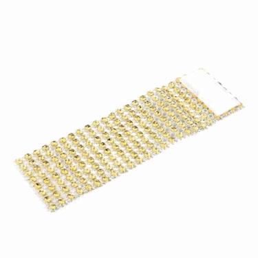 Imagem de Mingzhe Casamento Natal Quente 50/100 Pçs 8 Linhas Cadeira Faixa Guardanapo Anéis Diamante Malha Envoltório Fita Evento Perfeito Decoração de Festa Ouro Prata 5x1.5 Polegada (50 unidades)