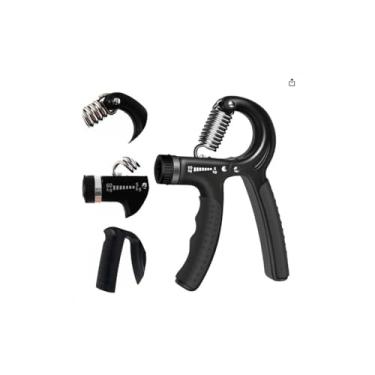 Imagem de Hand Grip com Mola Ajustável, 5kg a 60kg, Preto, Material Antiderrapante, Fortalecimento de Mãos e Antebraços, 16x10cm