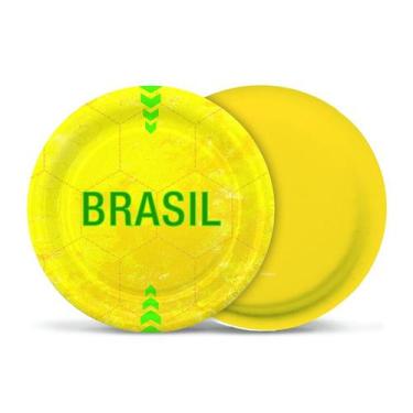 Imagem de Prato Redondo Descartável - Festa Brasil - ø18 cm - 8 unidades - Cromu