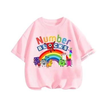 Imagem de Camiseta Infantil Com Estampa De Anime, Verão, Blocos De Construção Di