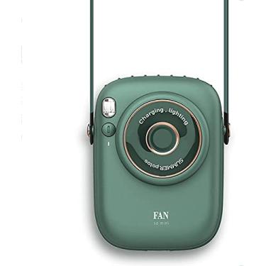 Imagem de AEWFRRV Mini refrigerador de ar USB mini ventilador de pescoço pendurado ventilador portátil de mão ventilador de mesa preguiçoso de cintura com lanterna para viajar esporte acampamento ao ar livre yubin1993 (cor: verde)