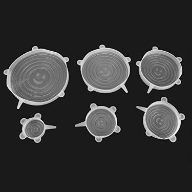 Imagem de GLOGLOW Tampa de Silicone para Alimentos para Armazenamento de Cozinha, Pacote Com 6, Branca, Capas de Tigela Extensíveis para Micro-ondas e Geladeira, Capa Fresca Reutilizável Nan