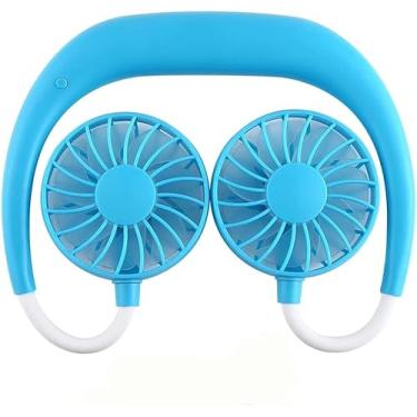 Imagem de AEWFRRV Ventilador portátil viva-voz faixa de pescoço mãos-livres pendurado USB recarregável ventilador duplo mini ar condicionado/ventilador refrigerador para quarto estudante (cor: D) yubin1993 (cor: E)