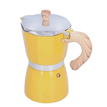 Imagem de GLOGLOW Cafeteira 300ML Cafeteira Moka, Liga de Alumínio, 6 Xícaras, Alça Ergonômica, Fogão, para Casa e Escritório, Suprimentos de café e chá (Amarelo)