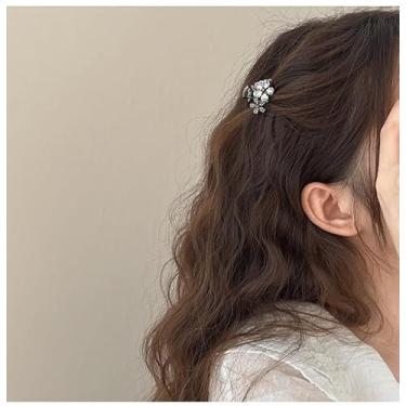 Imagem de Grampo de cabelo feminino pequeno com flor de strass elegante para meninas e mulheres, penteado diário, acessórios de cabelo de festa (flor)
