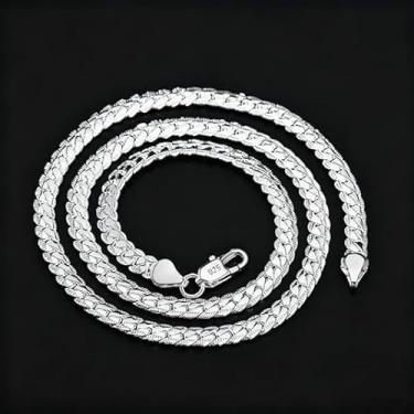 Imagem de Colares modernos de prata esterlina 925 delicados de 5 mm, colares de corrente cubana plana para homens e mulheres 16/18/20/22/24 polegadas, 22 inches, Metal, Sem Pedra Preciosa