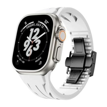 Imagem de TIOYW Pulseira Fluororubber para Apple Watch Sport Ultra 2 49/45/44/42mmS10 46 mm 42 mm Luxuosa FKM Pulseira macia Iwatch Ultra S10 9 8 7 Se 6 5 Pulseiras de relógio, 49mm, Ágata
