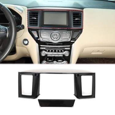Imagem de Heutamo Capa de acabamento de saída de ar do console central compatível com Nissan Pathfinder 2013 2014 2015 2016 2017 2018 2019 2020, painel de moldura de ventilação de ar condicionado de controle