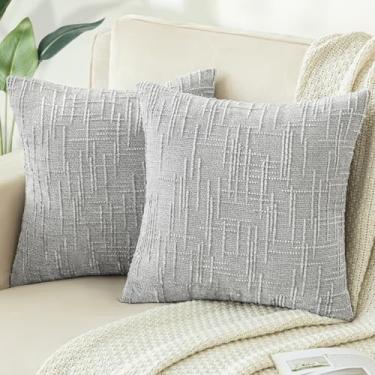 Imagem de Softalker Capas de almofada de chenille – Conjunto de 2, 45,7 x 45,7 cm, capas de almofada decorativas macias texturizadas em cinza neutro para sofá, cama, sala de estar, decoração de casa de fazenda