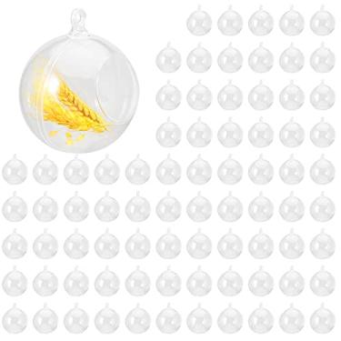 Imagem de JEUIHAU Pacote com 80 globos de acrílico de 90 mm, bola de plástico para pendurar, bolas de enfeites transparentes para Natal, casamento, festa, decoração de casa, presente
