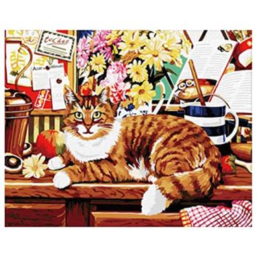 Imagem de Kit de Pintura por Número em Tela para a Óleo DIY Adultos Iniciantes Artesanato Decoração Parede Residencial Presente Sem Moldura