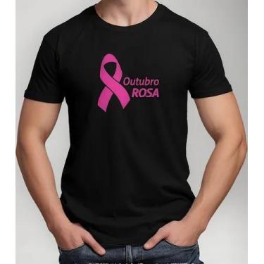 Imagem de  Camiseta Camisa Algodão Feminina Masculina  Campanha Outubro Rosa Pre