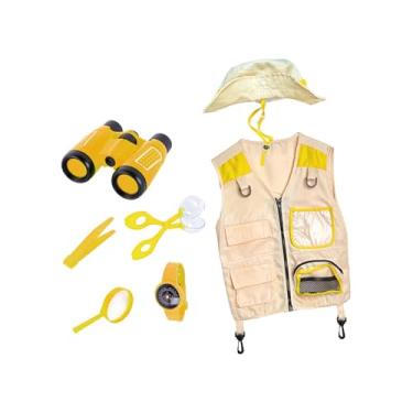 Imagem de JunZheHub Conjunto Infantil de Fantasia de Explorador com Colete, Chapéu E Acessórios para Brincadeiras Ao Ar Livre. Ideal para Camping, Trilhas, Pesca, Observa, Amarelo
