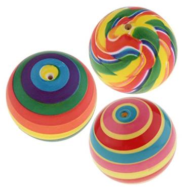 Imagem de Milageto Pacote com 3 Bolas Pula-pula de 7,6 Cm (3 Polegadas) para Crianças Pequenas, arco Iris