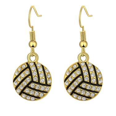 Imagem de Sportybella - Brincos pendentes de vôlei – Joias esportivas banhadas a ouro, acessórios de vôlei e presentes para treinadores e fãs, 17 inches, Metal, Sem pedra preciosa