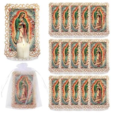 Imagem de Conjunto de 30 molduras de acrílico de Nossa Senhora de Guadalupe de Virgem de Guadalupe com sacos de presente de organza, lembrancinhas de batismo para convidados, centros de mesa de primeira