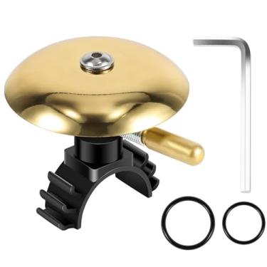Imagem de Sino de cobre vintage para bicicleta, anel clássico para guidão, som claro, buzina de bicicleta de estrada, acessórios de alarme de ciclismo(Luxury Gold)