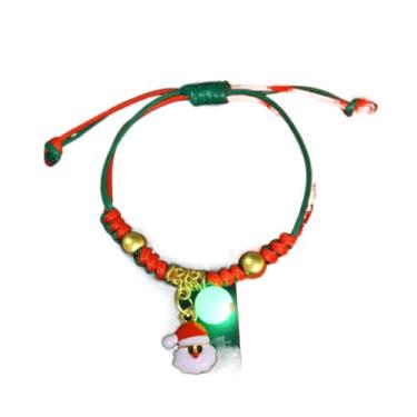 Imagem de Guirlanda do Advento Pulseira de Natal Noctilucente Sino Boneco de Neve Alce Corrente de Mão Estética Floco de Neve Pulseira Feliz Natal, A, Corda de algodão, liga metálica, Sem Pedra Preciosa