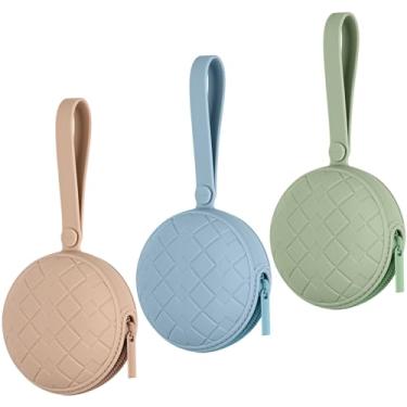 Imagem de Estojo de silicone para chupeta, pacote com 3 porta-chupetas de silicone para bebês para meninos e meninas, estojo portátil de silicone para chupeta (cor 1)