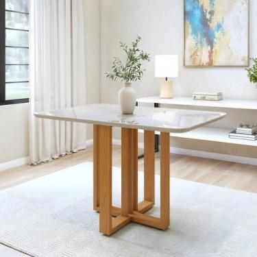 Imagem de Mesa de Jantar 4 Lugares Retangular Tampo de Vidro/MDF Bold - Móveis L