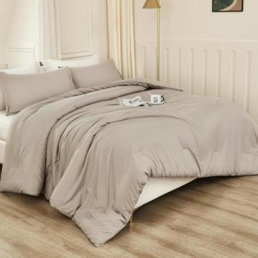 Imagem de Conjunto de edredom Litanika Oatmeal King Size, 3 peças, leve