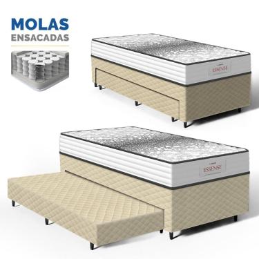 Imagem de Cama Box com Colchão de Molas Ensacadas Double Face Essence Probel + Auxiliar de Espuma Unique Solteiro 88cm