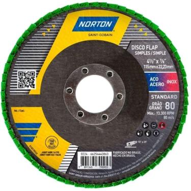 Imagem de Disco Flap Fibra 4.1-2` Grão 80 R244 Standart 115x22,23mm 0080 66254443863 Nortan Disco Flap Fib