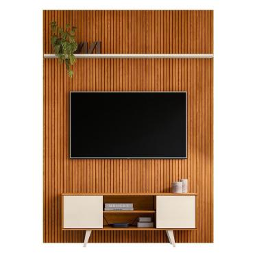 Imagem de Rack Bancada Com Painel New Panorama Cinamomo/off White Para Tv Até 75” - Madetec