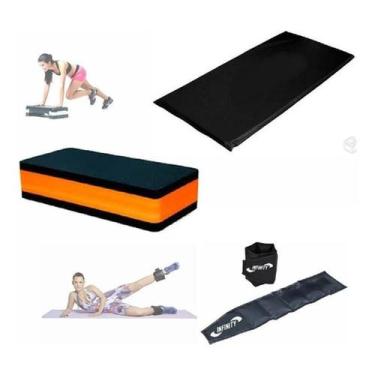 Imagem de Kit Funcional Colchonete Step Caneleira 4kg  Exercício Casa - One Life