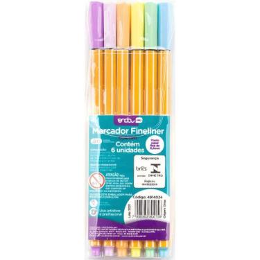 Imagem de Marcador Fineliner 0,4mm Tons Pasteis c/ 6 Unidades - Onda Pro