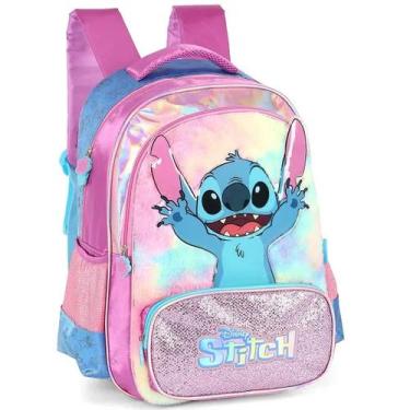 Imagem de Mochila Bolsa Lilo Stitch Escolar Casual Costas Roxo Menina - Disney