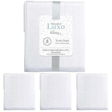 Imagem de Toalha Fralda Luxo Com 3 Unidades 70 x 1,07m Baby Incomfral Cor:Branco